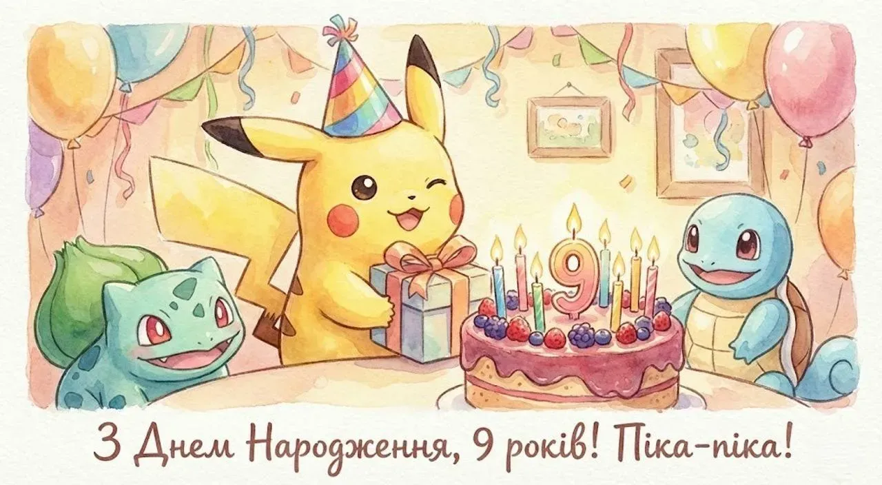 Привітання з днем народження на 9 років