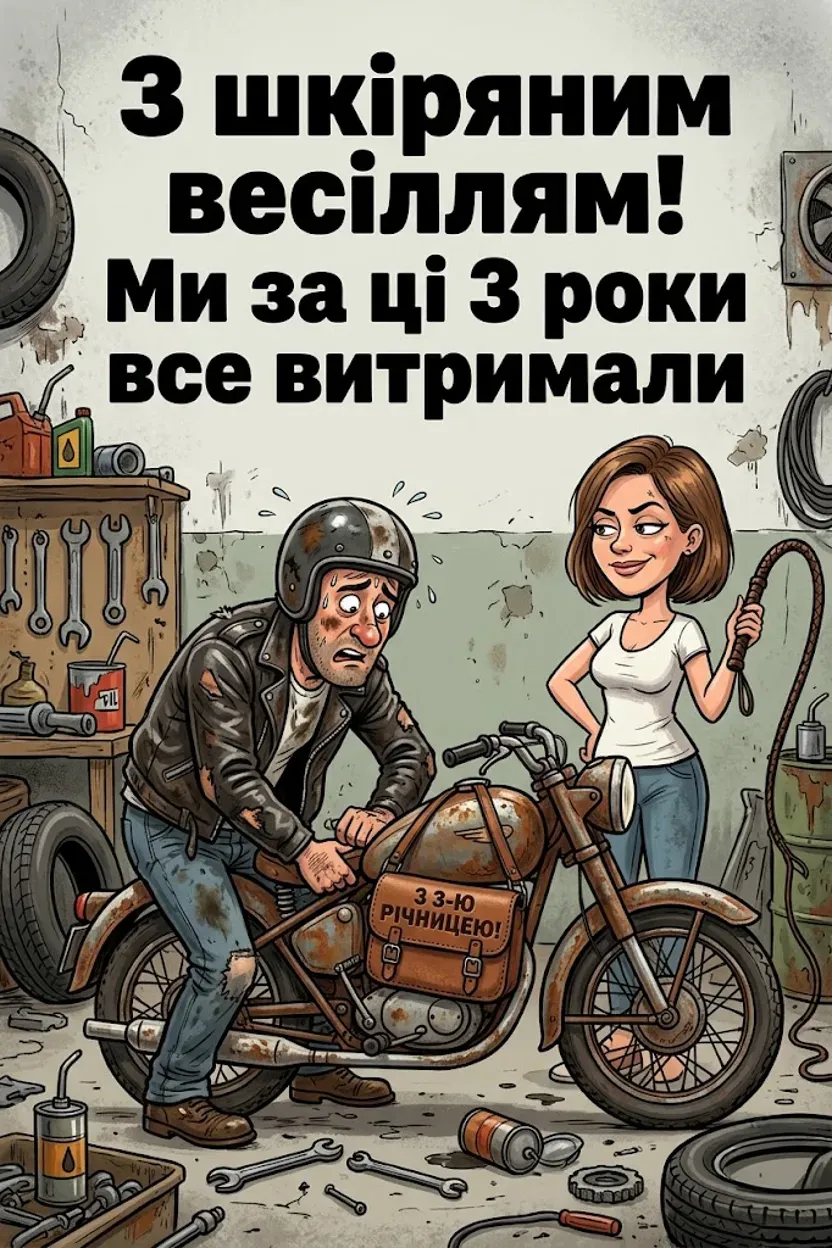 3 роки разом: картинки, вірші та щирі побажання до шкіряного весілля