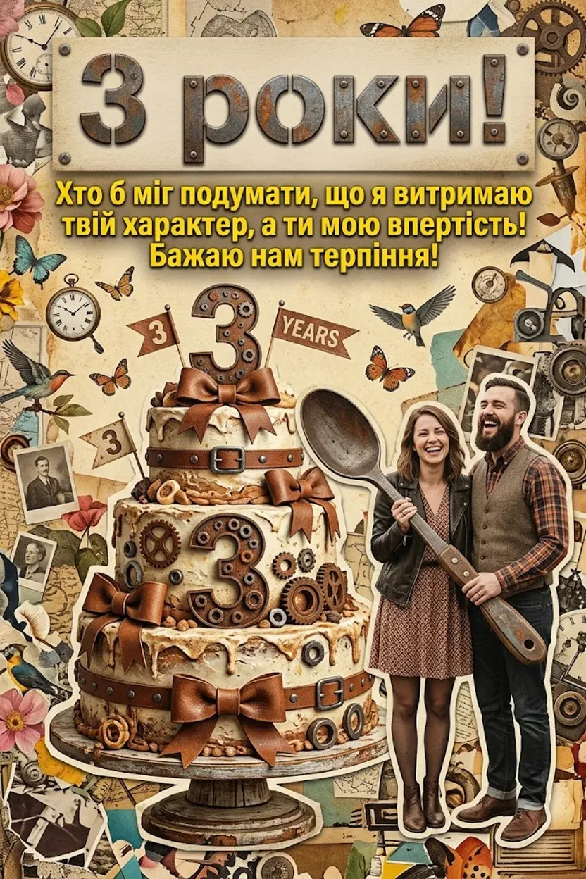 3 роки разом: картинки, вірші та щирі побажання до шкіряного весілля