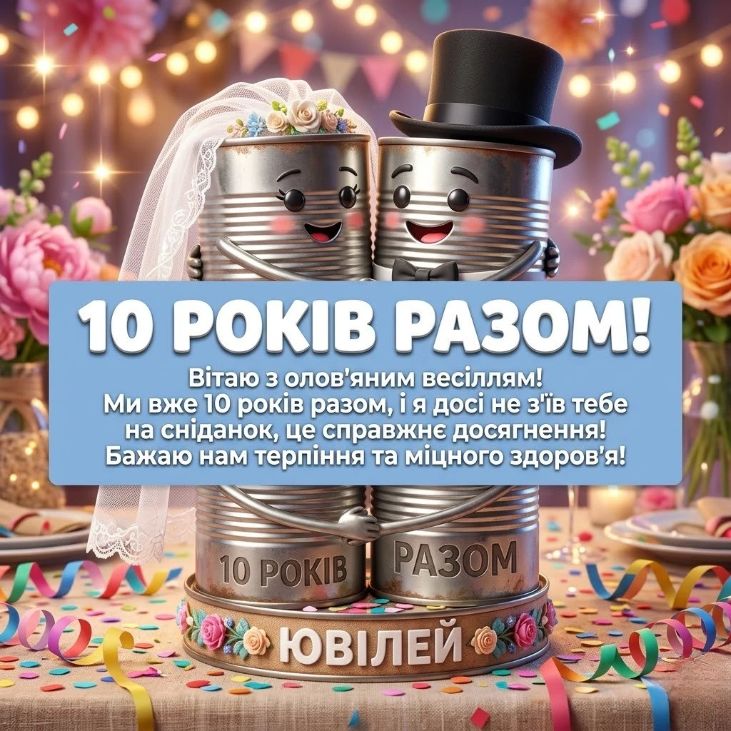 Як привітати з олов’яним весіллям: 10 років щасливого шлюбу