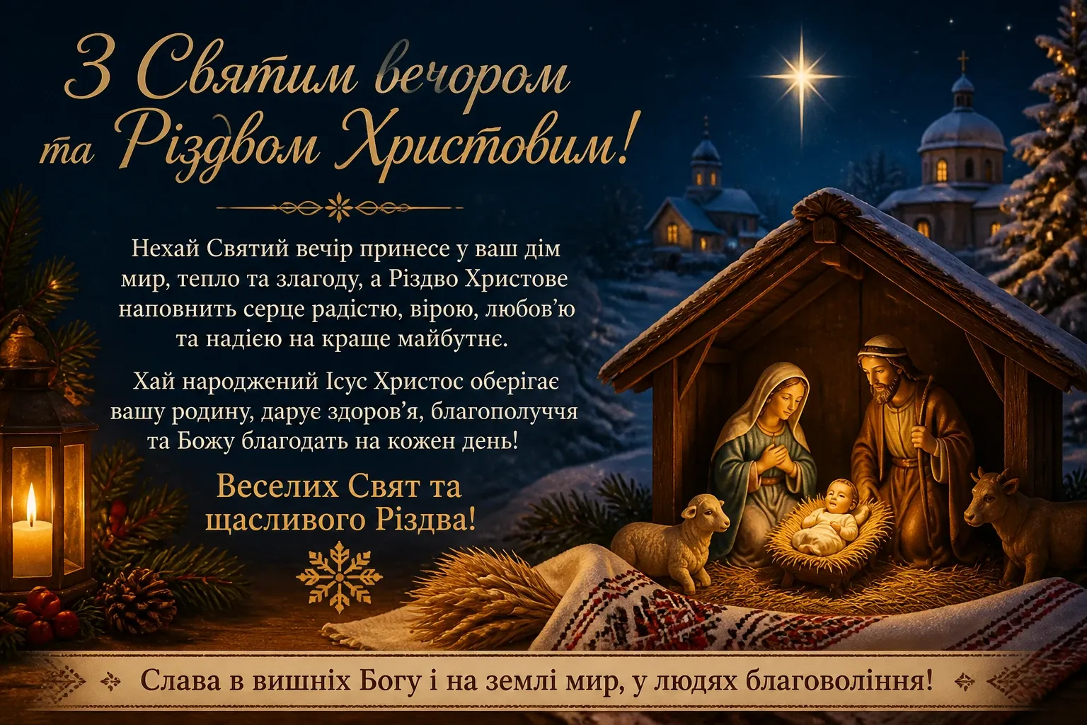 Привітання зі Святим вечором та Різдвом