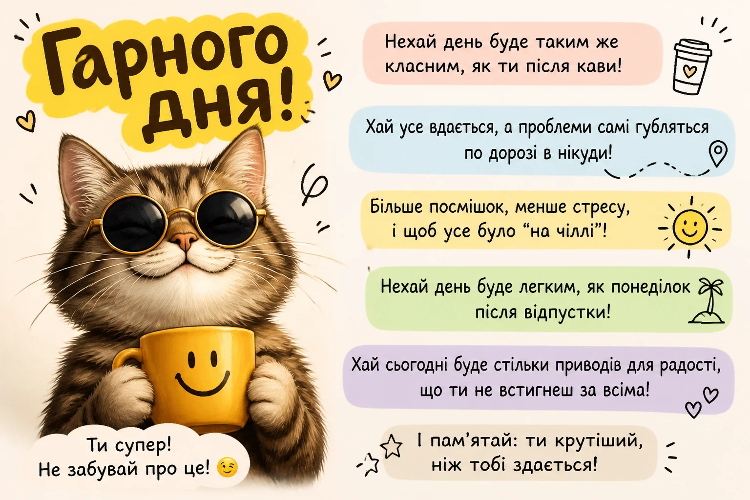 Прикольні побажання гарного дня