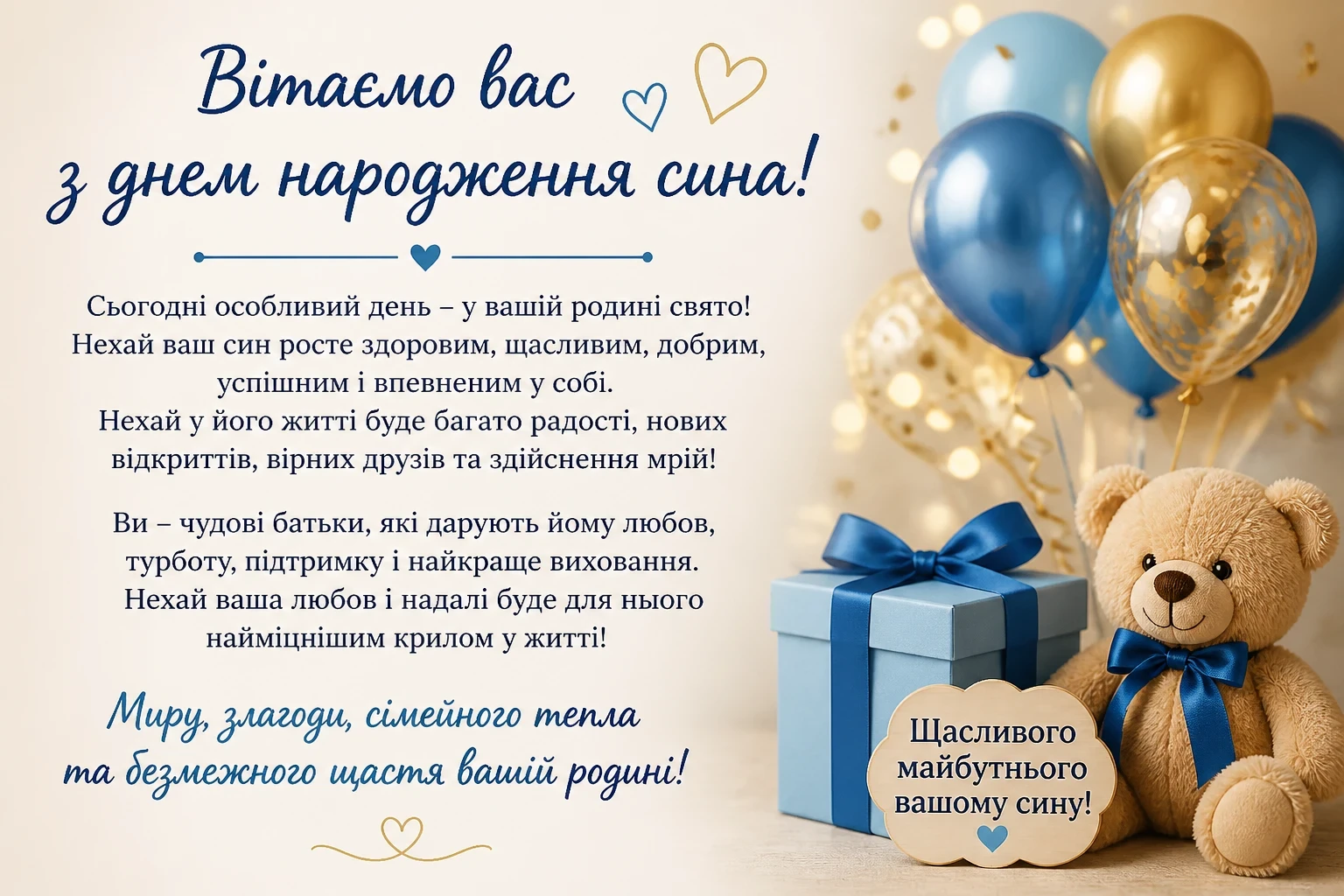 Привітання батькам з днем народження сина