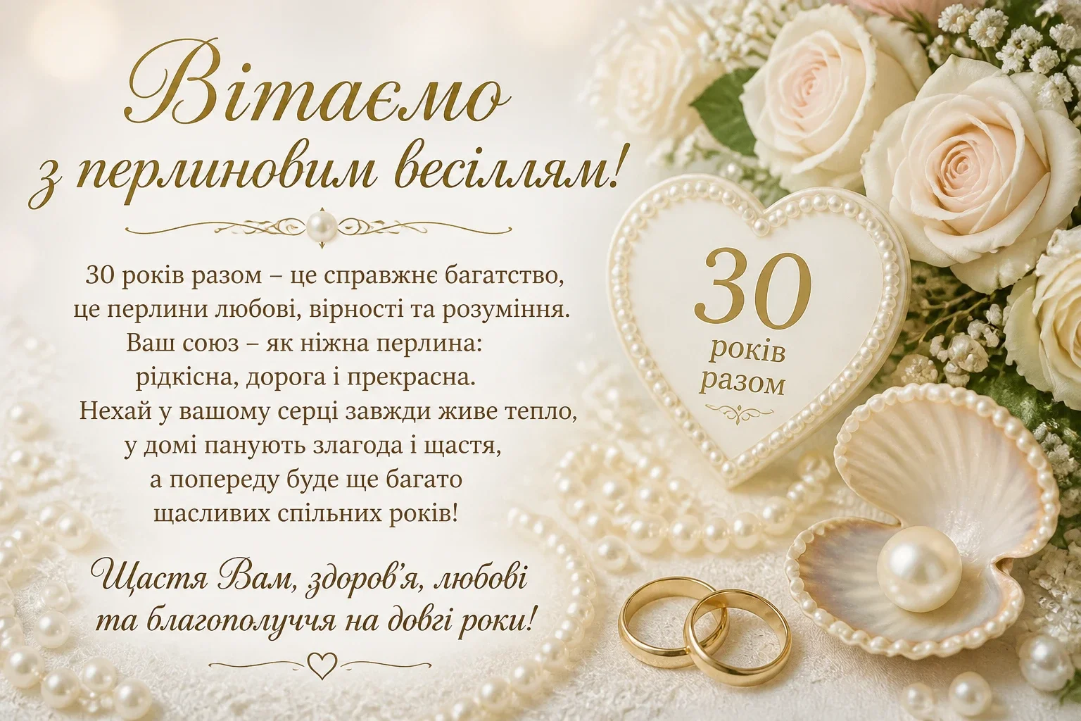 Привітання з перлиновим весіллям