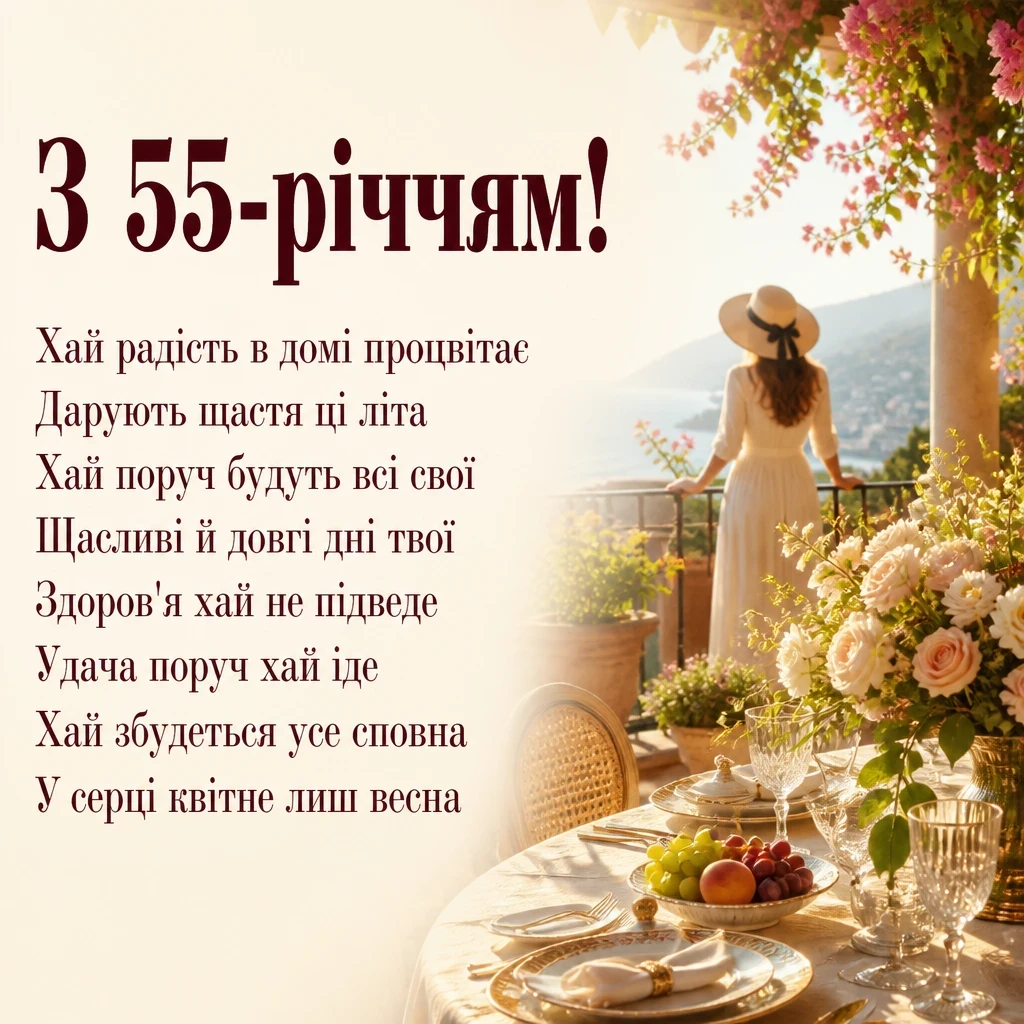 привітання з 55-річчям жінці у віршах привітання з 55-річчям жінці у віршах